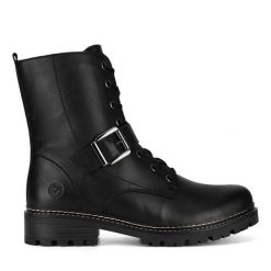 Botki Remonte. Brązowe botki damskie Remonte, bez wzorów, bez obcasa, na płaskiej podeszwie, bez zapięcia. Za 328.99 zł.