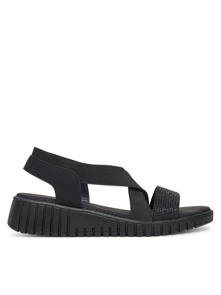 Clara Barson Sandały R24AW02800 Czarny. Czarne sandały damskie Clara Barson, bez wzorów, z materiału, bez obcasa, na płaskiej podeszwie, bez zapięcia. Za 69.99 zł.