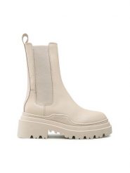 Badura Sztyblety 2131 Beżowy. Brązowe botki damskie Badura, bez wzorów, ze skóry, bez obcasa, na płaskiej podeszwie, bez zapięcia. Za 449.99 zł.