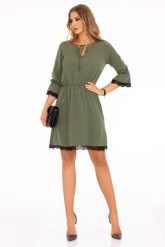 Khaki Sukienka w Stylu Boho z Koronkową Wypustką. Brązowe sukienki damskie Merribel, s, bez wzorów, z koronki, boho, bez kołnierzyka, bez ramiączek. Za 109.90 zł.