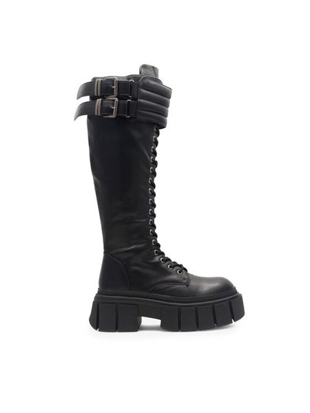 Jenny Fairy Kozaki Hallam HY0581-9 Czarny. Czarne kozaki damskie Jenny Fairy, bez wzorów, ze skóry, bez obcasa, na płaskiej podeszwie, bez zapięcia. Za 249.99 zł.