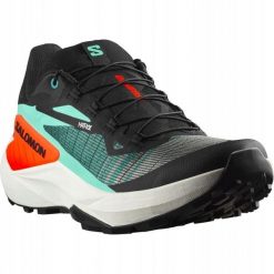 Buty trailowe Salomon Genesis - black/green/cherry. Czarne buty sportowe męskie Salomon, bez wzorów, bez zapięcia. Za 651.63 zł.