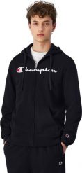 Champion Bluza męska Champion Full Zip Hoodie czarna 220255 KK001 L. Czarne bluzy męskie Champion, l, bez wzorów, bez kaptura. Za 238.53 zł.