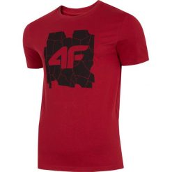 T-shirt męski TSM007 - czerwony melanż. Czerwone t-shirty męskie 4F, m, bez wzorów, bez kołnierzyka, bez ramiączek. W wyprzedaży za 34.99 zł.