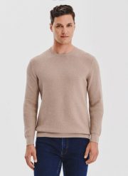 PAKO LORENTE - Sweter męski w kolorze beżowym. Brązowe swetry męskie Pako Lorente, na jesień, m, bez wzorów, z bawełny, bez kołnierzyka, bez ramiączek. Za 249.99 zł.