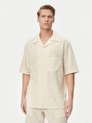 Guess Koszula F6GP05 KG362 Kremowy Regular Fit. Białe koszule męskie Guess, l, z aplikacjami, z bawełny, bez kołnierzyka, bez ramiączek. Za 299.99 zł.