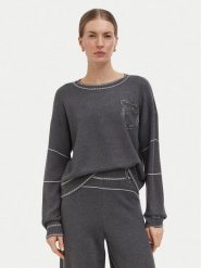 Liu Jo Sport Sweter TF6180 MS59L Szary ciemny Regular Fit. Szare swetry nierozpinane damskie Liu Jo Sport, l, bez wzorów, z syntetyku, sportowe, bez kołnierzyka, bez ramiączek. Za 649.99 zł.
