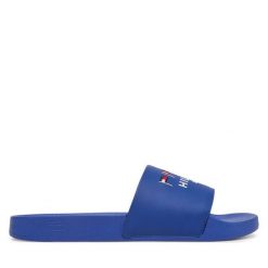 Klapki Tommy Hilfiger. Niebieskie klapki męskie Tommy Hilfiger, bez wzorów, bez zapięcia. Za 119.99 zł.