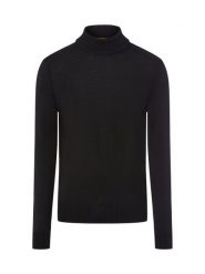 BOSS Orange sweter z dzianiny - Avac Mężczyźni wełna ze strzyży czarny, M. Czarne swetry męskie BOSS Orange, m, bez wzorów, z dzianiny, eleganckie, bez kołnierzyka, bez ramiączek. Za 479.95 zł.