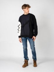 Nicolo Tonetto Bluza "Lien" | U41NTN1003 | Mężczyzna | Czarny, Biały, Granatowy. Białe bluzy męskie Nicolo Tonetto, m, bez wzorów, z bawełny, bez ramiączek, bez kaptura. W wyprzedaży za 379.00 zł.
