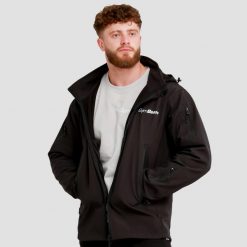 Kurtka męska turystyka softshell z kapturem czarna. Czarne kurtki męskie GYMBEAM, m, bez wzorów, z materiału, z kapturem, trekkingowe. Za 199.90 zł.