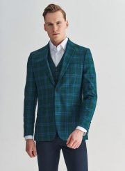 PAKO LORENTE – Marynarka męska P22SP-3X-006-Z-S. Zielone garnitury męskie Pako Lorente, m, bez wzorów, z wełny, casualowe. Za 349.99 zł.