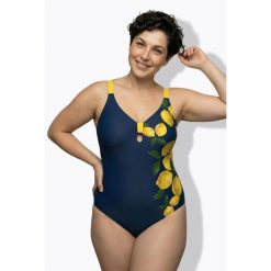 Damskie Strój kąpielowy cytryny miękkie miseczki wycięcie łezka. Niebieskie stroje kąpielowe damskie Ulla Popken, plus size, bez wzorów, z elastanu. W wyprzedaży za 191.99 zł.