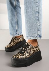 Panterkowe Sneakersy Vices na Grubej Podeszwie z Metaliczną Ozdobą Tatorelis. Obuwie sportowe damskie Born2be, z aplikacjami, z jeansu, bez zapięcia. Za 129.99 zł.