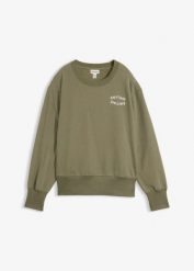 Miękka bluza z bawełną. Zielone bluzy damskie bonprix, bez wzorów, z bawełny, bez ramiączek, bez kaptura. Za 149.99 zł.