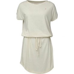 Elegancka letnia sukienka Bugatela dla kobiet z bawełny. Białe sukienki damskie ZSPORT, na lato, m, bez wzorów, z bawełny, eleganckie, bez kołnierzyka, bez ramiączek, dopasowane. Za 179.99 zł.
