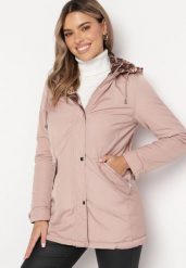 Różowa Dwustronna Kurtka Parka z Kapturem i Ściągaczem Lunaris. Czerwone kurtki damskie Born2be, m, bez wzorów, z kapturem. Za 169.99 zł.