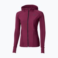 Kurtka do biegania damska Mizuno Active Warm Hybrid Full Zip Hooded. Fioletowe kurtki sportowe damskie Mizuno, bez wzorów, bez ramiączek, bez kaptura, do biegania. Za 229.99 zł.