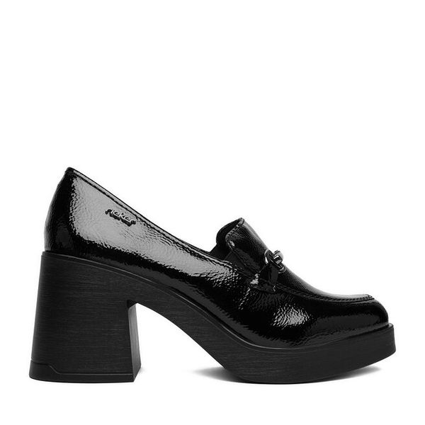 Półbuty Rieker. Czarne półbuty damskie Rieker, bez wzorów, bez obcasa, na obcasie, bez zapięcia. Za 349.99 zł.
