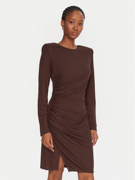 Gaudi Sukienka koktajlowa 521FD14009 Brązowy Slim Fit. Brązowe sukienki damskie Gaudi, xl, bez wzorów, z syntetyku, wizytowe, bez kołnierzyka, bez ramiączek. Za 599.99 zł.