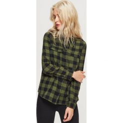 Koszula w kratę - Khaki. Brązowe koszule damskie Cropp, l, bez wzorów, bez kołnierzyka, bez ramiączek. Za 79.99 zł.