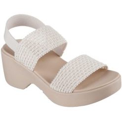 Sandały damskie Skechers Cali Day. Białe sandały damskie Skechers, bez wzorów, z materiału, bez obcasa, bez zapięcia. Za 390.00 zł.