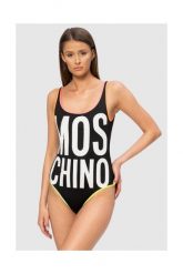 MOSCHINO Czarny strój kąpielowy z neonowymi lamówkami. Czarne stroje kąpielowe damskie MOSCHINO, s, bez wzorów. W wyprzedaży za 449.99 zł.