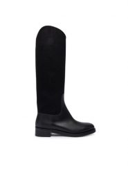 Max Mara Oficerki Cavalierewk 2524796112600 Czarny. Czarne kozaki damskie Max Mara, bez wzorów, z materiału, bez obcasa, na płaskiej podeszwie, bez zapięcia. Za 4,149.00 zł.