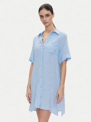 DKNY Koszula nocna YI30054 Błękitny Relaxed Fit. Niebieskie koszule nocne damskie DKNY, bez wzorów, z wiskozy, bez ramiączek. Za 269.99 zł.