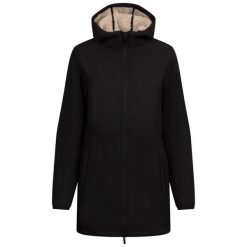 Kurtka Soft Shell Damska Sine. Czarne kurtki sportowe damskie Trespass, m, bez wzorów, z futra, bez ramiączek, z kapturem, trekkingowe. Za 410.99 zł.