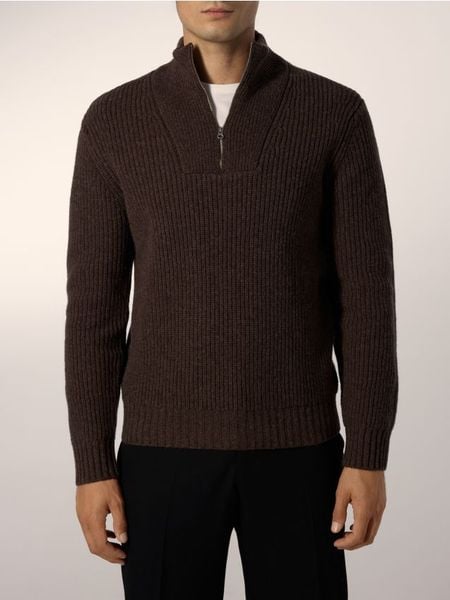 Sweter z wełną - brązowy. Brązowe swetry męskie Reserved, l, bez wzorów, z dzianiny, bez kołnierzyka, bez ramiączek. Za 259.99 zł.