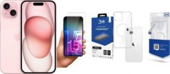 Smartfon Apple iPhone 15 256GB Pink (MTP73) + FlexibleGlass + Etui MagCase. Różowe smartfony Apple. Za 3,770.00 zł.