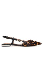 Guess Sandały FLTFRY LEP05 Brązowy. Brązowe sandały damskie Guess, z aplikacjami, ze skóry, bez obcasa, na płaskiej podeszwie, bez zapięcia. Za 439.99 zł.