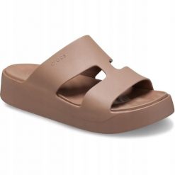 Klapki Dla Dorosłych Crocs Getaway Platform H-strap. Brązowe klapki damskie Crocs, bez wzorów, z materiału, bez obcasa, bez zapięcia. Za 179.00 zł.
