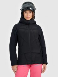 4F Kurtka puchowa narciarska z wypełnieniem Primaloft Silver damska - czarna XL. Czarne kurtki sportowe damskie 4F, na zimę, xl, bez wzorów, z dzianiny, bez ramiączek, bez kaptura, narciarskie, primaloft. Za 999.99 zł.