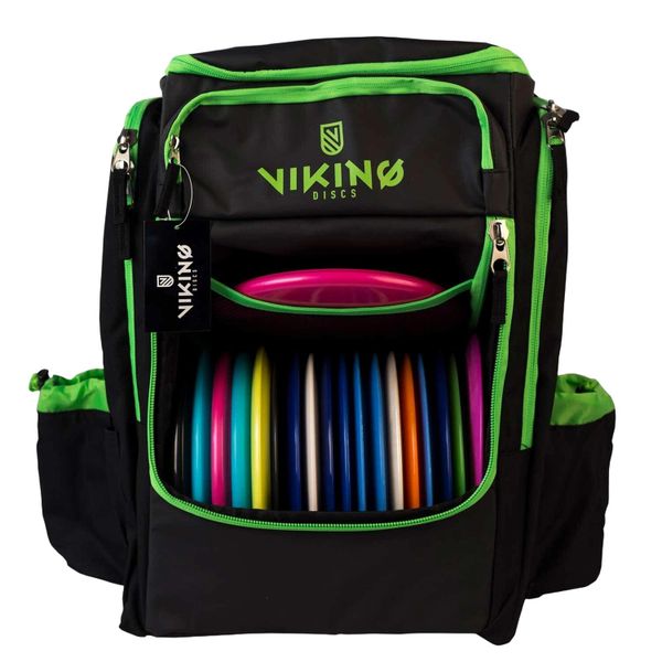 Viking Discs Tour Bag Plecak do Disc Golfa - Czarny/Limonkowy. Zielone plecaki męskie VIKING DISCS, bez wzorów, sportowe. Za 319.00 zł.
