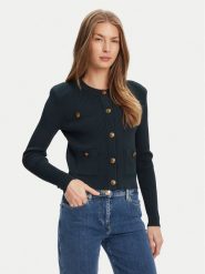 Guess Kardigan W5YR09 Z0130 Zielony Regular Fit. Zielone kardigany damskie Guess, s, z aplikacjami, z syntetyku, bez kołnierzyka. Za 369.99 zł.