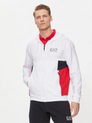 EA7 Emporio Armani Bluza 3DPM15 PJLIZ 1100 Biały Regular Fit. Białe bluzy męskie EA7 Emporio Armani, m, bez wzorów, z bawełny, bez ramiączek, bez kaptura. Za 399.99 zł.