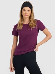 4F T-shirt regular gładki damski - fioletowy XL. Fioletowe t-shirty damskie 4F, xl, bez wzorów, z bawełny, klasyczne, bez kołnierzyka, bez ramiączek. W wyprzedaży za 39.99 zł.
