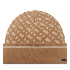 Czapka BOSS. Brązowe czapki męskie Boss, na zimę, bez wzorów. Za 249.99 zł.