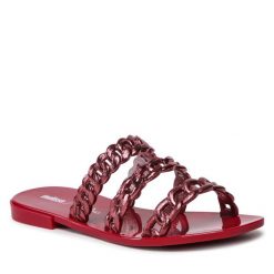 Klapki Melissa. Czerwone klapki damskie Melissa, bez wzorów, bez obcasa, bez zapięcia. Za 269.99 zł.