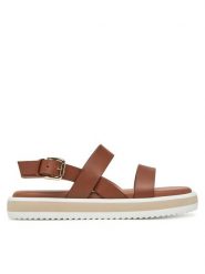 Pollini Sandały SA16483G0MTC0230 Brązowy. Brązowe sandały damskie Pollini, bez wzorów, ze skóry, bez obcasa, na płaskiej podeszwie, bez zapięcia. Za 799.99 zł.