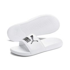 Klapki Popcat 20 PUMA White Black. Białe klapki damskie Puma, bez wzorów, sportowe, bez obcasa, bez zapięcia. Za 156.00 zł.