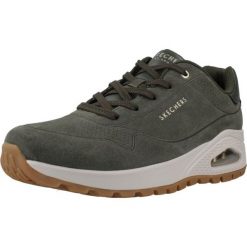 Buty SKECHERS UNO RUGGED-CHILLPROO Zielony. Zielone obuwie trekkingowe damskie Skechers, ze skóry, bez zapięcia. Za 424.00 zł.