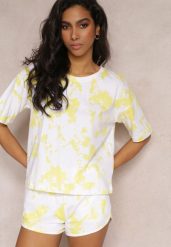 Żółte Szorty z Gumką w Pasie ze Wzorem Tie Dye Nurici. Żółte szorty damskie Renee, bez wzorów. Za 29.99 zł.