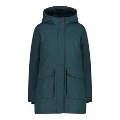 Parka damska z kapturem CMP. Zielone parki damskie CMP, na zimę, l, bez wzorów, z materiału, z kapturem. Za 621.00 zł.