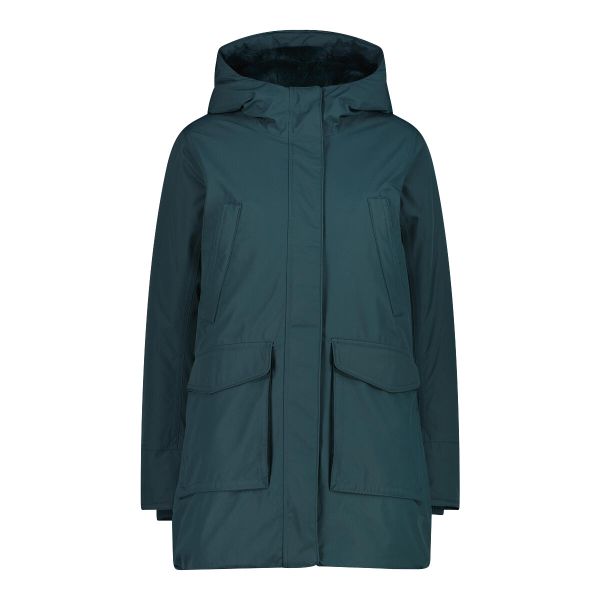 Parka damska z kapturem CMP. Zielone parki damskie CMP, l, bez wzorów, z materiału, z kapturem. Za 578.40 zł.