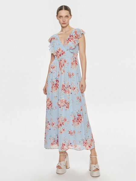 Vila Sukienka letnia Karin 14089077 Błękitny Regular Fit. Niebieskie sukienki damskie Vila, na lato, bez wzorów, z syntetyku, bez kołnierzyka, bez ramiączek. Za 199.99 zł.