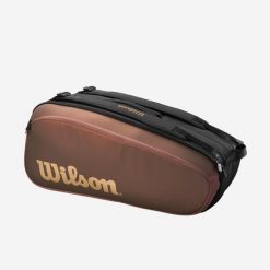 Torba tenisowa Wilson Super Tour Pro Staff na 9 rakiet. Brązowe torby na ramię męskie Wilson, z materiału. Za 369.99 zł.