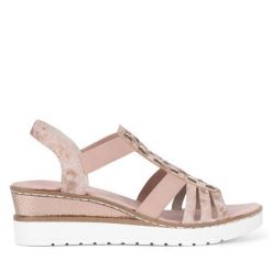 Sandały Rieker. Żółte sandały damskie Rieker, bez wzorów, bez obcasa, na koturnie, bez zapięcia. Za 339.99 zł.